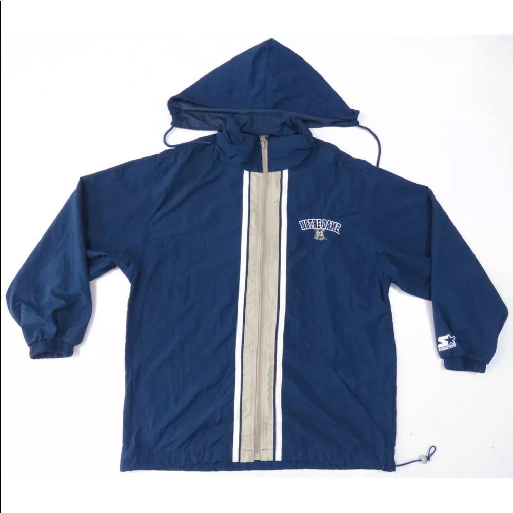 Vintage 90s Notre Dame Fighting Irish Starter NCAA Mens Hooded Full Zip Jacket L